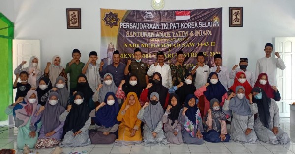 Peringati Maulid Nabi dan Sambut Hari Santri, Persaudaraan TKI Pati Korsel Beri Santunan Yatim Dhuafa